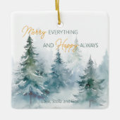 Merry Everything Happy Always Winter Trees Keramikornament (Vorderseite)