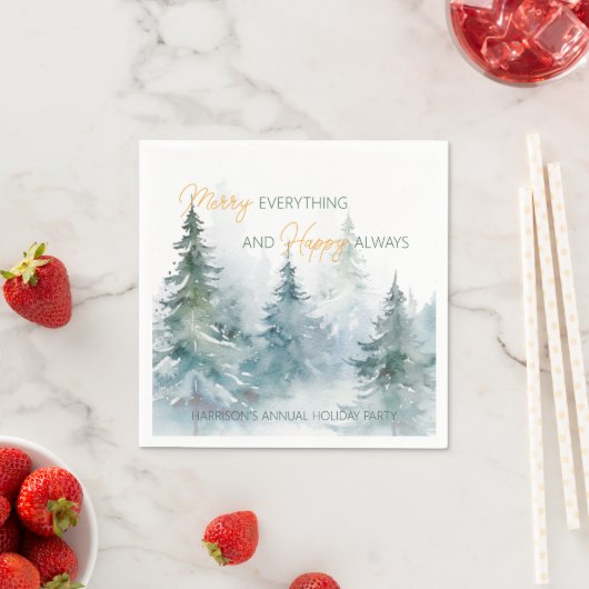 Merry Everything Happy Always Winter Trees Serviette (Beispiel)