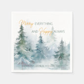 Merry Everything Happy Always Winter Trees Serviette (Vorderseite)