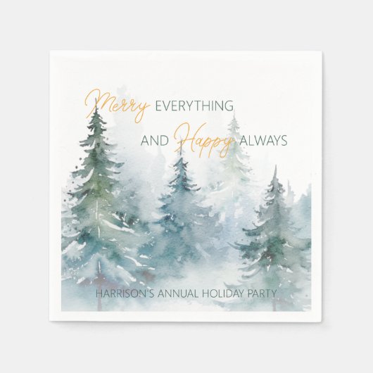 Merry Everything Happy Always Winter Trees Serviette (Vorderseite)