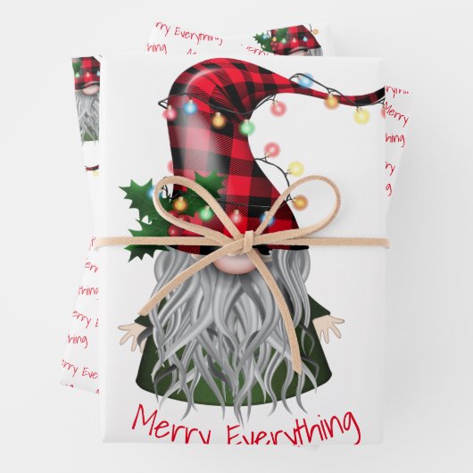 Merry Everything Holiday Gnome Geschenkpapier Set (Beispiel)