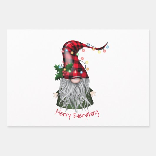 Merry Everything Holiday Gnome Geschenkpapier Set (Vorderseite)