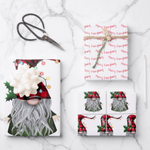Merry Everything Holiday Gnome Geschenkpapier Set
