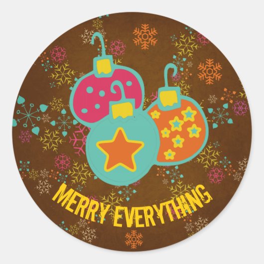 Merry Everything Ornaments Holiday Round Sticker (Vorderseite)