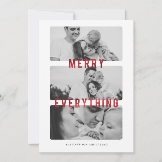 Merry Everything Red Foil Holiday Card Ankündigung (Vorderseite)