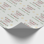 Merry Everything Red White Blume Monogram Geschenkpapier (Ecke)