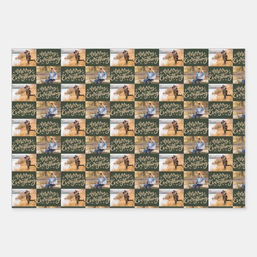 Merry Everything Script 6 Foto Weihnachten Geschenkpapier Set (Vorderseite 3)