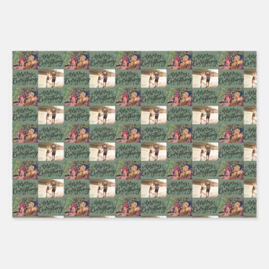 Merry Everything Script 6 Foto Weihnachten Geschenkpapier Set (Vorderseite 2)