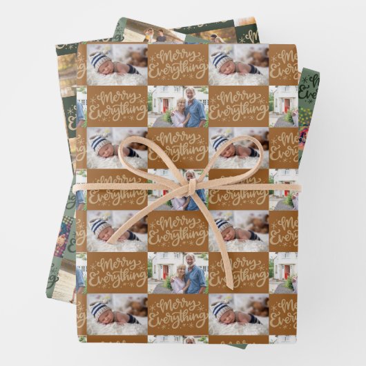 Merry Everything Script 6 Foto Weihnachten Geschenkpapier Set (Beispiel)