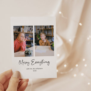 Merry Everything Script Custom Message Three-Foto Feiertagskarte