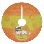 Merry Everything Snowmen Holiday Tree Skirt Polyester Weihnachtsbaumdecke (Vorderseite)