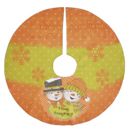 Merry Everything Snowmen Holiday Tree Skirt Polyester Weihnachtsbaumdecke
