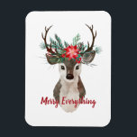 Merry Everything Watercolor Deer Antler Bouquet Magnet<br><div class="desc">Merry alles Wasserfarbe Hirsche Antler Bouquet mit Hübschen Pine Sprigs und Zweige,  Blume,  Beeren und Zweige. Modernes hübsches Design für die Winter- oder Weihnachtsferien. Karo in meinem Shop zu sehen,  dieses Design auf mehr Produkte!</div>