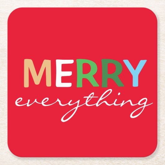 "Merry Everything" Weihnachts-Untersetzer Rechteckiger Pappuntersetzer (Vorderseite)