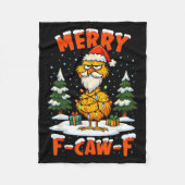 Merry F-caw-f Chicken Christmas Funny Rooster Men Fleecedecke (Vorderseite)
