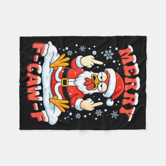 Merry F-caw-f Chicken Christmas Funny Rooster Men  Fleecedecke (Vorderseite (Horizontal))