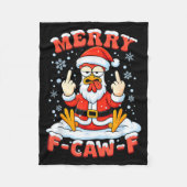 Merry F-caw-f Chicken Christmas Funny Rooster Men  Fleecedecke (Vorderseite)