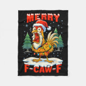 Merry F-caw-f Chicken Christmas Funny Rooster Men Fleecedecke (Vorderseite)