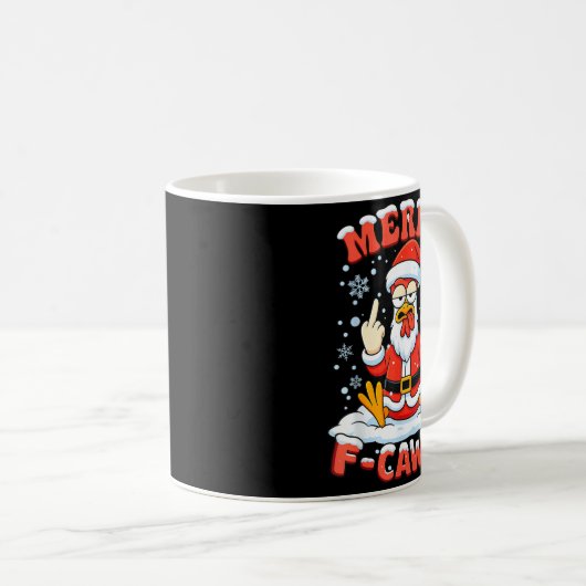 Merry F-caw-f Chicken Christmas Funny Rooster Men Kaffeetasse (VorderseiteRechts)