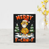 Merry F-caw-f Chicken Christmas Funny Rooster Men  Karte (Gelbe Blume)
