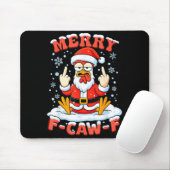 Merry F-caw-f Chicken Christmas Funny Rooster Men  Mousepad (Mit Mouse)