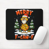 Merry F-caw-f Chicken Christmas Funny Rooster Men  Mousepad (Mit Mouse)