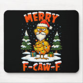Merry F-caw-f Chicken Christmas Funny Rooster Men  Mousepad (Vorne)