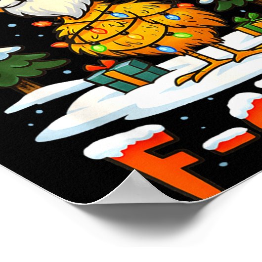 Merry F-caw-f Chicken Christmas Funny Rooster Men Poster (Ecke)