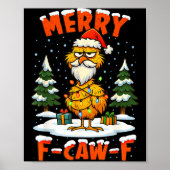 Merry F-caw-f Chicken Christmas Funny Rooster Men Poster (Vorne)