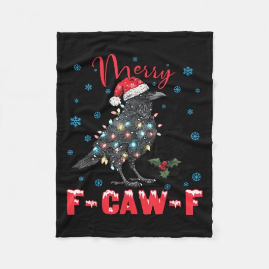 Merry F-caw-f Christmas Black Crow Funny Black Bir Fleecedecke (Vorderseite)