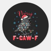 Merry F-caw-f Christmas Black Crow Funny Black Bir Runder Aufkleber (Vorderseite)
