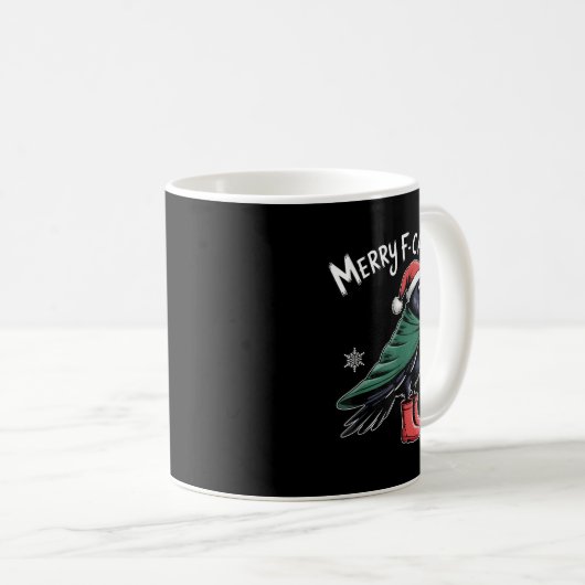 Merry F-caw-f Crow, Black Bird Christmas, Christma Kaffeetasse (VorderseiteRechts)