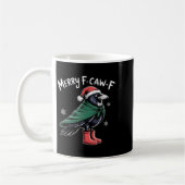 Merry F-caw-f Crow, Black Bird Christmas, Christma Kaffeetasse (Links)