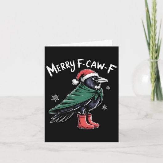 Merry F-caw-f Crow, Black Bird Christmas, Christma Karte (Vorderseite)
