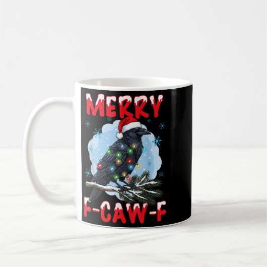 Merry F-caw-f Crow Christmas Snowflake Xmas Lights Kaffeetasse (Links)