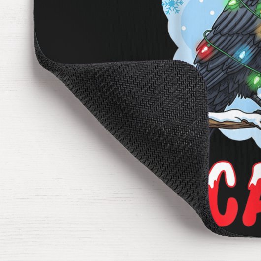 Merry F-caw-f Crow Christmas Snowflake Xmas Lights Mousepad (Ecke)