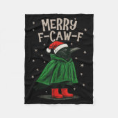 Merry F-caw-f Funny Christmas Black Crow Merry Xma Fleecedecke (Vorderseite)