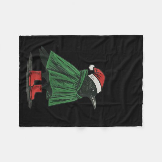 Merry F-caw-f Funny Christmas Black Crow Merry Xma Fleecedecke (Vorderseite (Horizontal))