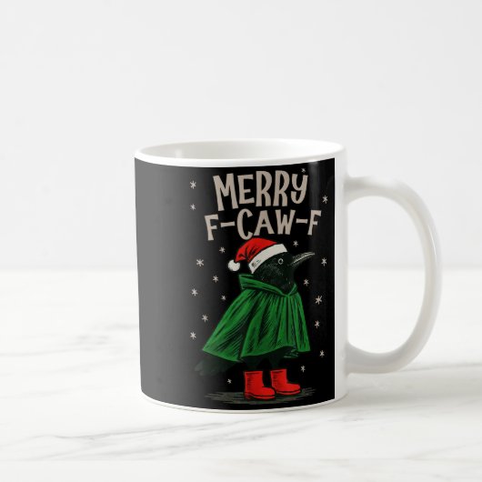 Merry F-caw-f Funny Christmas Black Crow Merry Xma Kaffeetasse (Rechts)