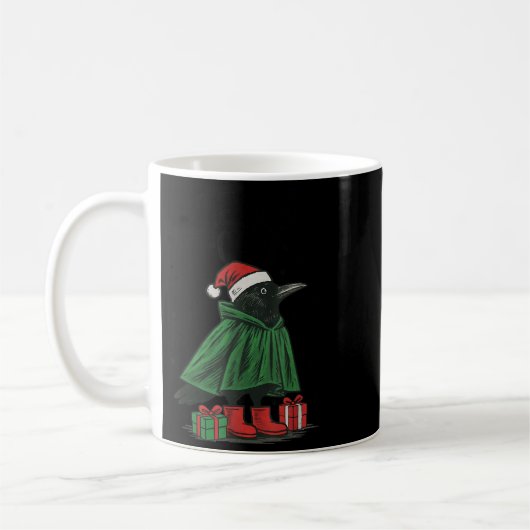 Merry F-caw-f Funny Christmas Black Crow Merry Xma Kaffeetasse (Links)