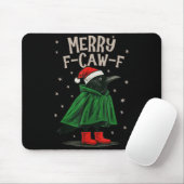 Merry F-caw-f Funny Christmas Black Crow Merry Xma Mousepad (Mit Mouse)