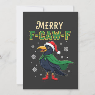 Merry F-Caw-F Funny Christmas Raven Crow Santa Karte