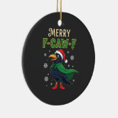 Merry F-Caw-F Funny Christmas Raven Crow Santa Keramik Ornament (Rechts)