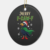 Merry F-Caw-F Funny Christmas Raven Crow Santa Keramik Ornament (Links)