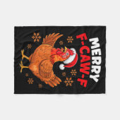 Merry F-caw-f Funny Christmas Santa Chicken  Fleecedecke (Vorderseite (Horizontal))