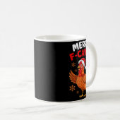 Merry F-caw-f Funny Christmas Santa Chicken  Kaffeetasse (VorderseiteRechts)