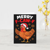 Merry F-caw-f Funny Christmas Santa Chicken Karte (Gelbe Blume)