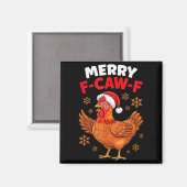 Merry F-caw-f Funny Christmas Santa Chicken  Magnet (Vorderseite/Rückseite)