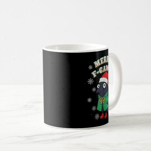 Merry F-caw-f Raven Fcawf Christmas Holiday Crow F Kaffeetasse (VorderseiteRechts)