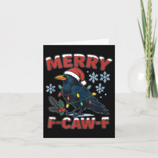 Merry F-caw-f Raven Funny Meme Crow Christmas Adul Karte (Vorderseite)